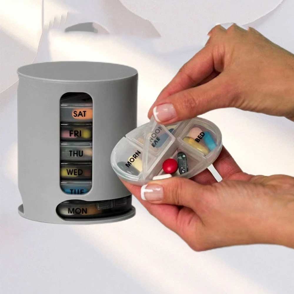 7-Day Pill Organizer with 28 Compartments, Weekly Daily Medicine Reminder Box for Pill/Vitamin/Tablet Storage