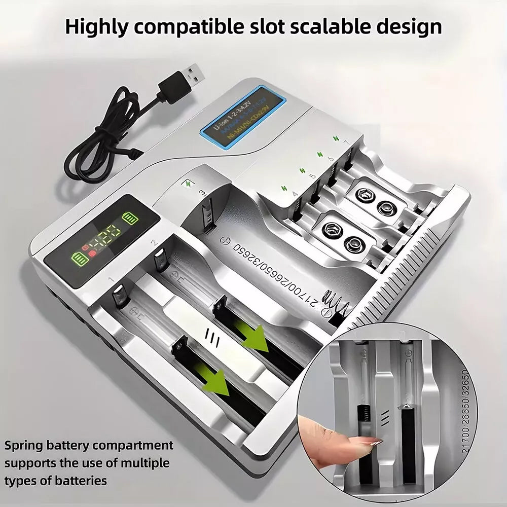LCD Smart Battery Charger For AAA AA 9V Ni-MH Ni-CD Rechargeable Batteries
