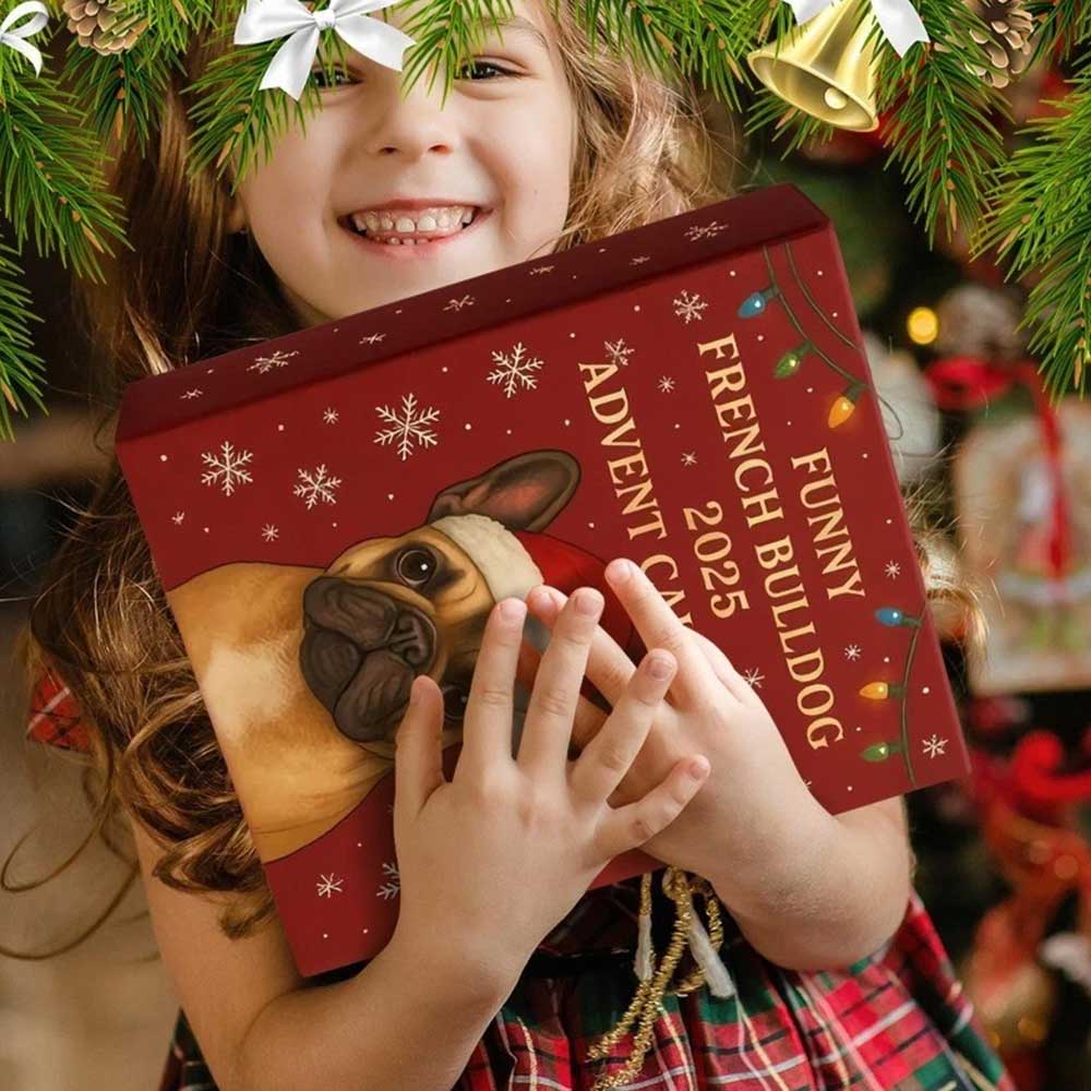2025 French Bulldog Advent Calendar - 24 Days of Hilarious Countdown with Adorable 2D Frenchie Ornaments