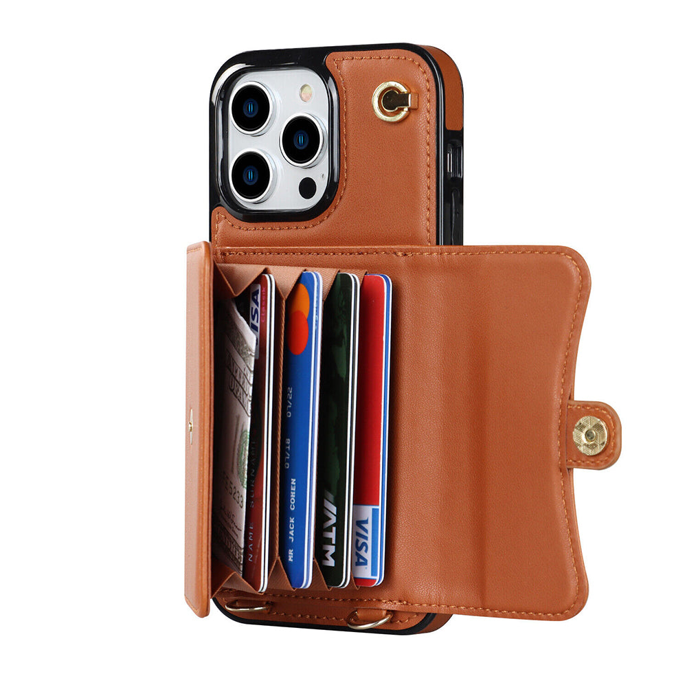 For iPhone 14 Pro Max Plus Case Leather Wallet Cover Card holders Coins Storage