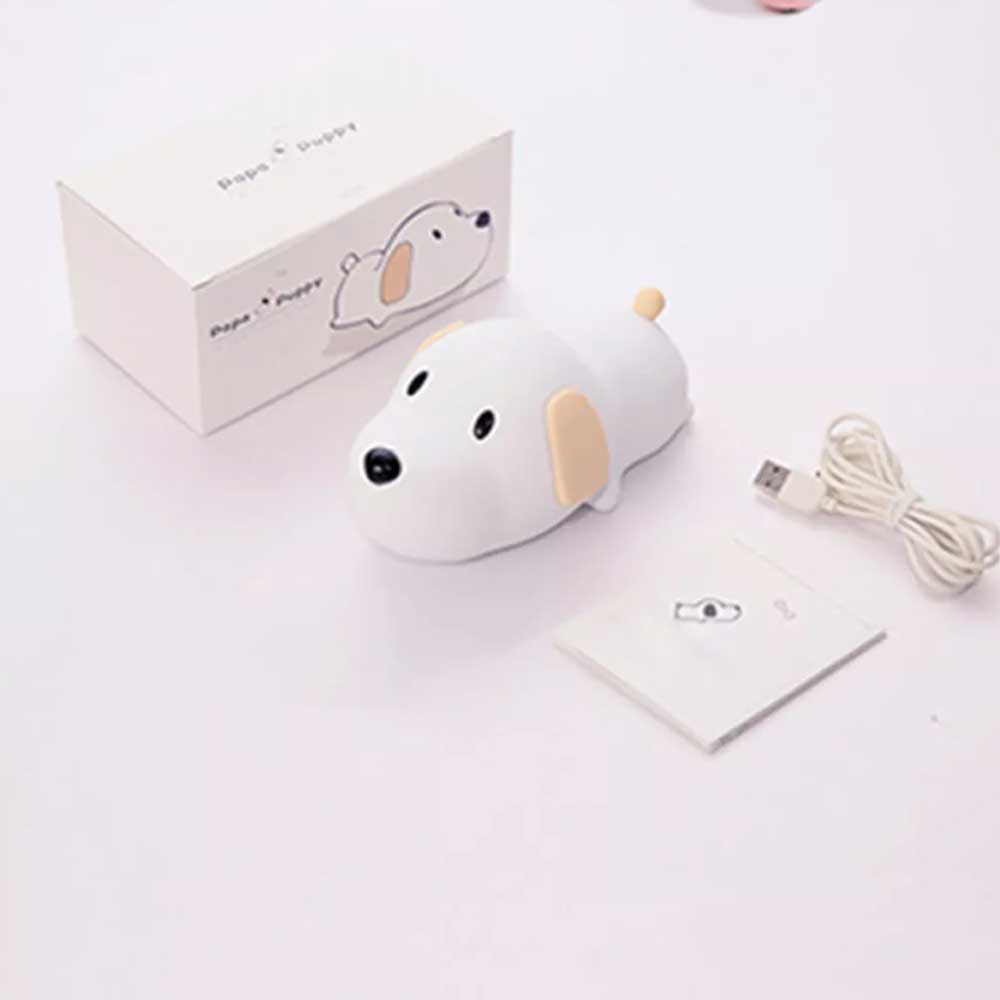 LED Silicone Night Light Rechargeable Cute Puppy Dog Touch Lamp Kids Bedroom Gift