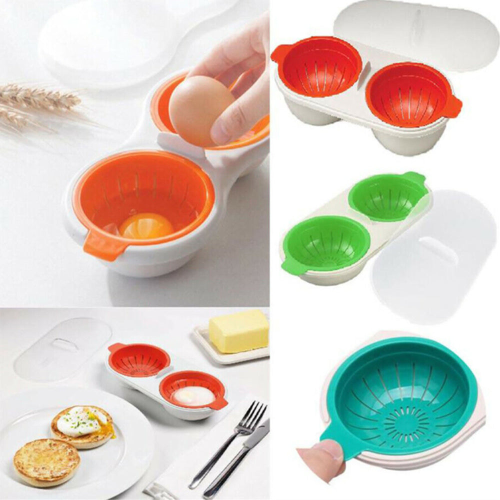 Kitchen Two Eggs Poacher Egg Bowl Holder Microwave Oven Novelty Breakfast Cooker