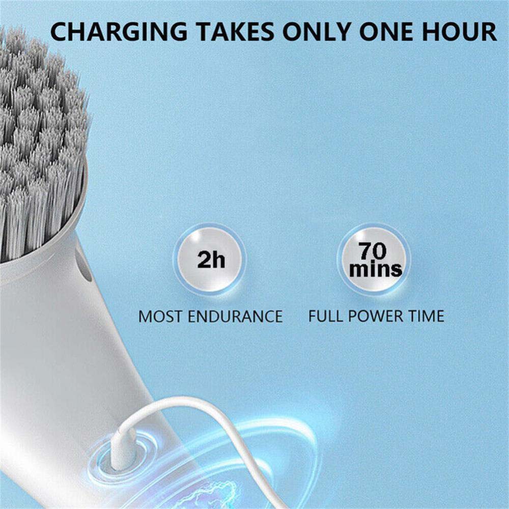Electric Spin Scrubber Cordless Cleaning Brush Rotating Home Bathroom Clean USB