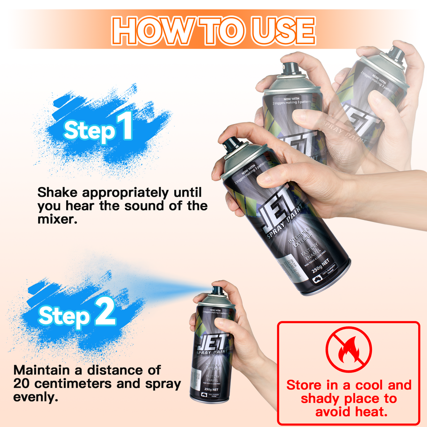 12PK 250g Spray Paint Can For Interior and Exterior 26 colours Fast Dry