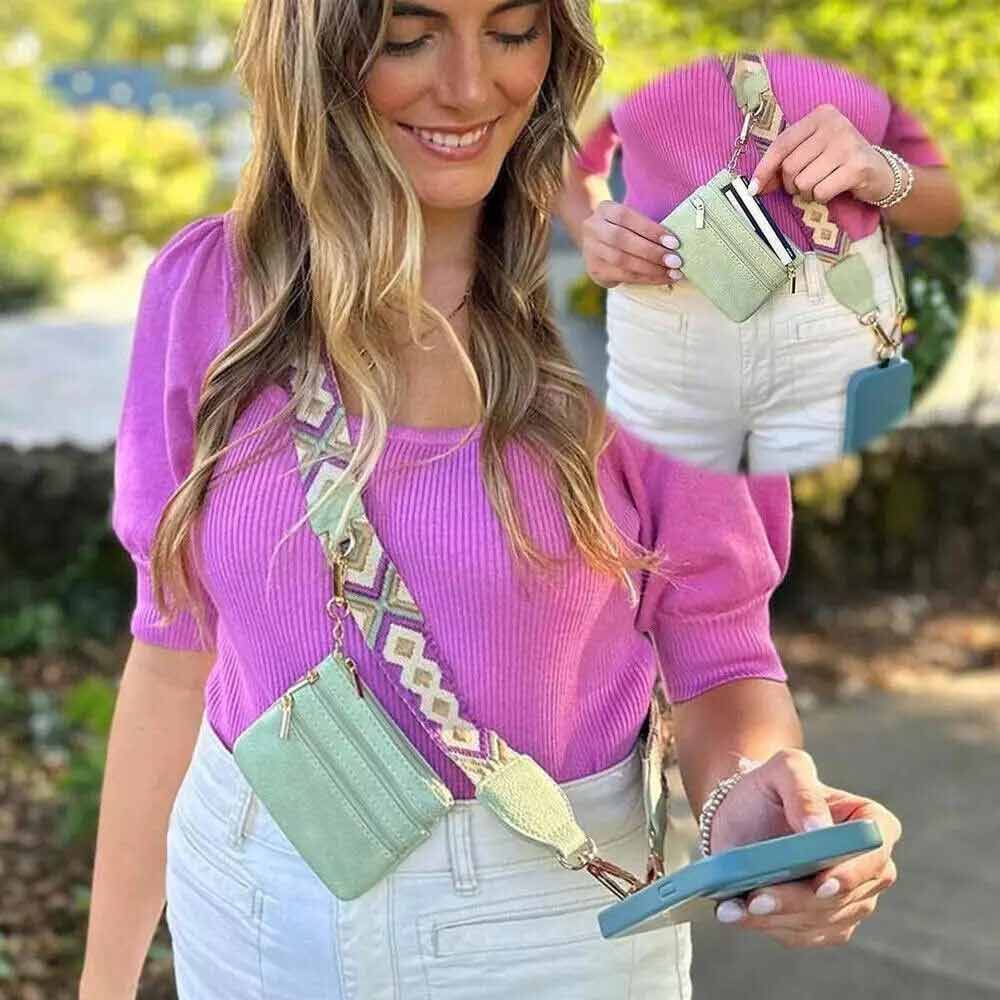 Crossbody Phone Chain with Zipper Wallet Pouch Phone Strap With Zippered Pouch