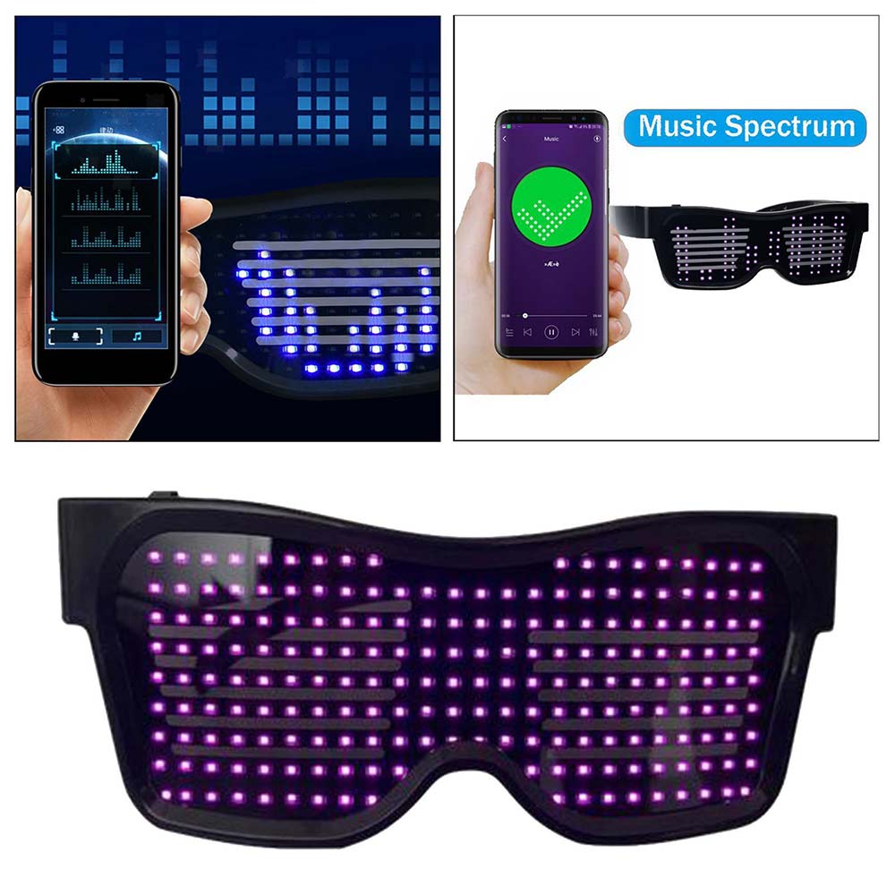 Bluetooth LED Eye Glasses APP Control for Raves Birthday DJ EDM Display Text
