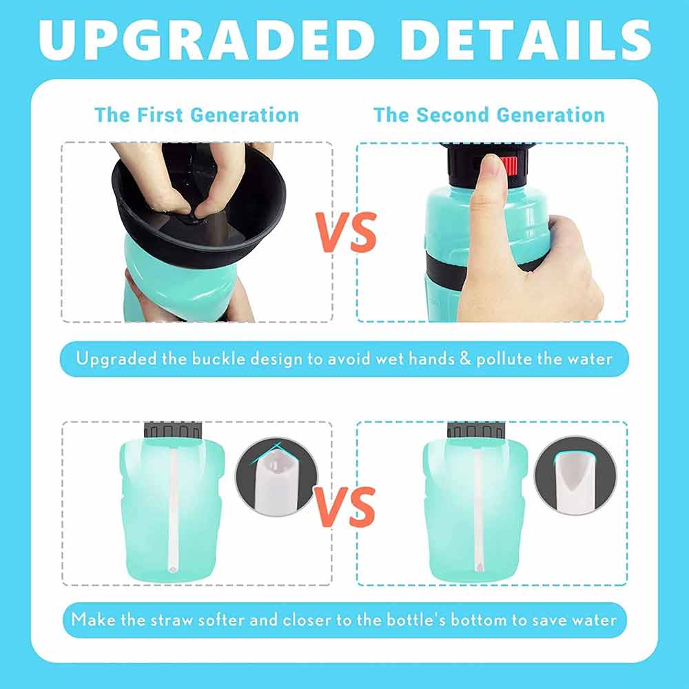 Portable Dog Water Bottle – 520ml Travel Dog Water Bottle with Foldable Bowl