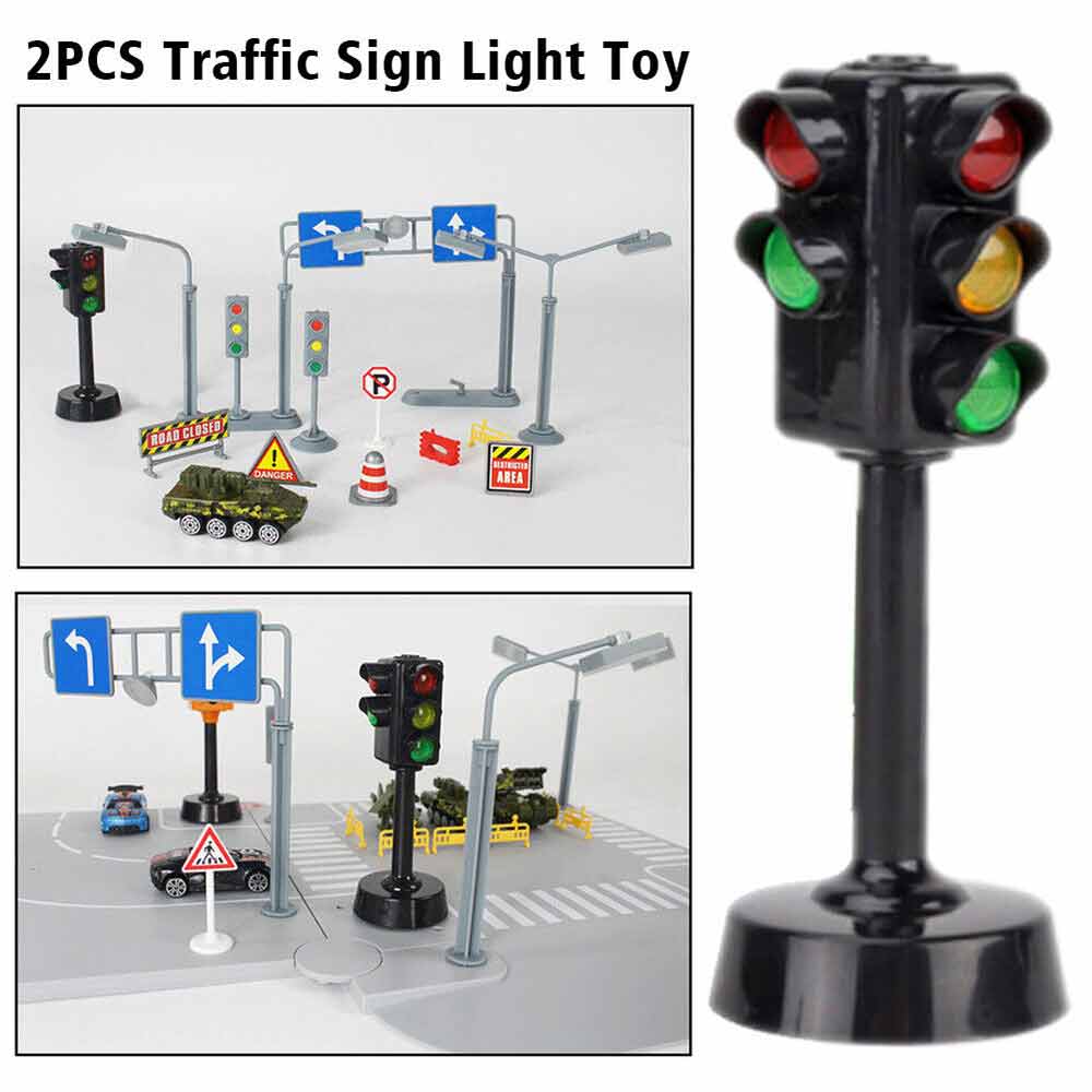 2PCS Traffic Sign Light Toy Early Learning Simulation Street Model Kids Gift