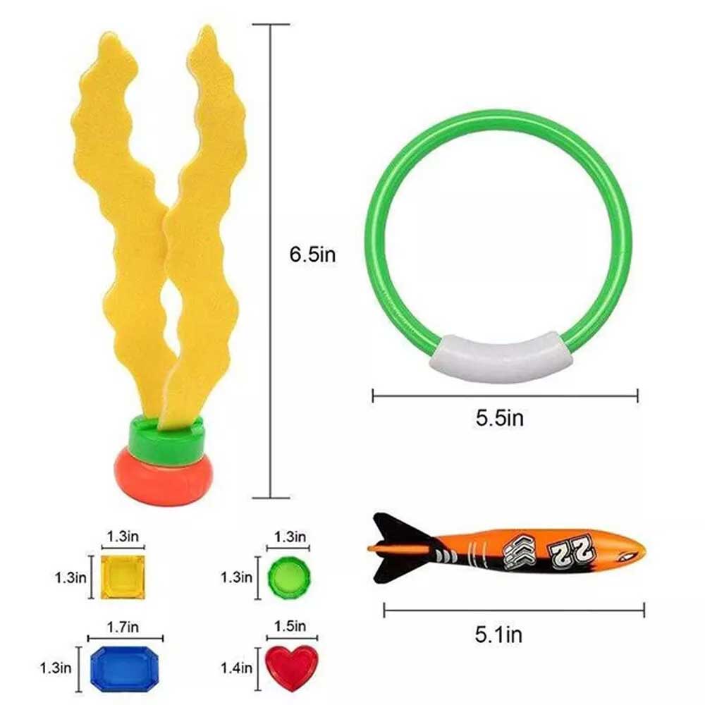 19pcs Kids Underwater Dive Toys Set - Swimming Pool Rings & Seaweed Game for Children, Party Favors