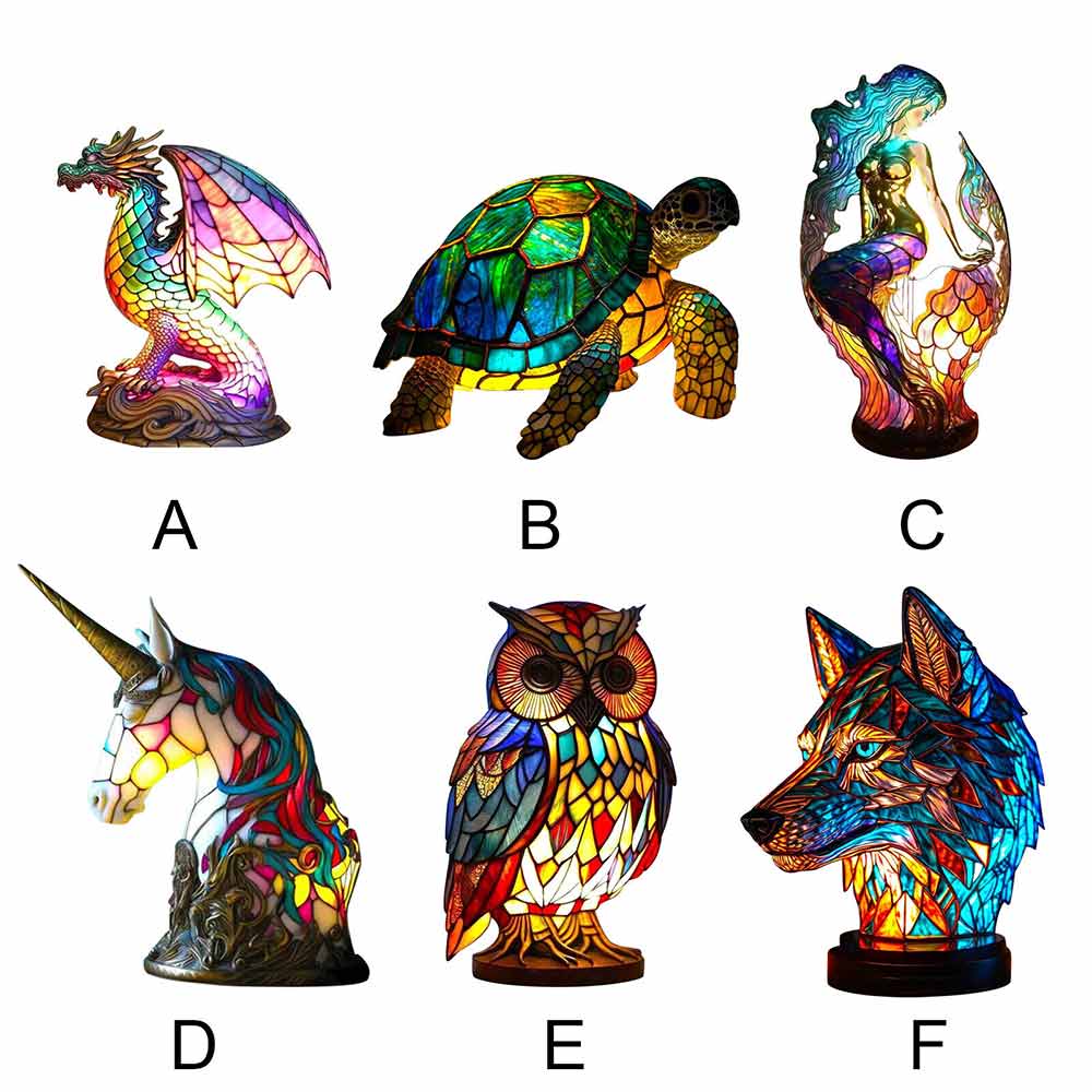 Colorful Dinosaur/Owl/Turtle/Mermaid/Unicorn/Wolf Animal Table Lamp Night Light