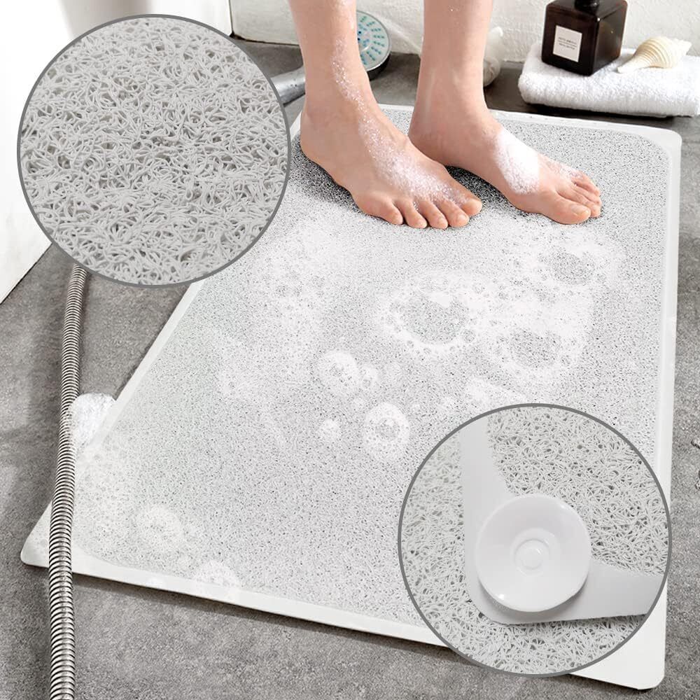 2X Non Slip Bathroom Bath Mat Anti Slip Loofah Shower Rug Carpet Water Drains