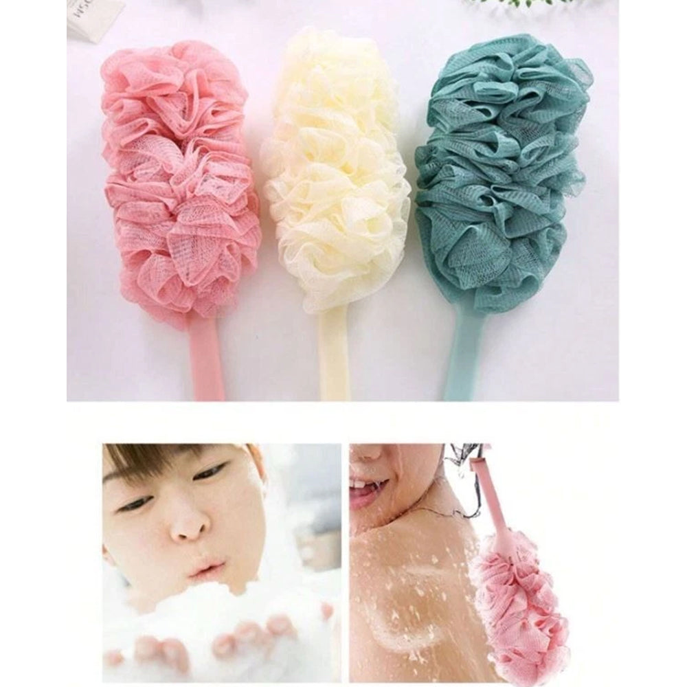 Long Handle Bath Brush Soft Mesh Sponge Back Scrubber Body Puff Shower Loofah