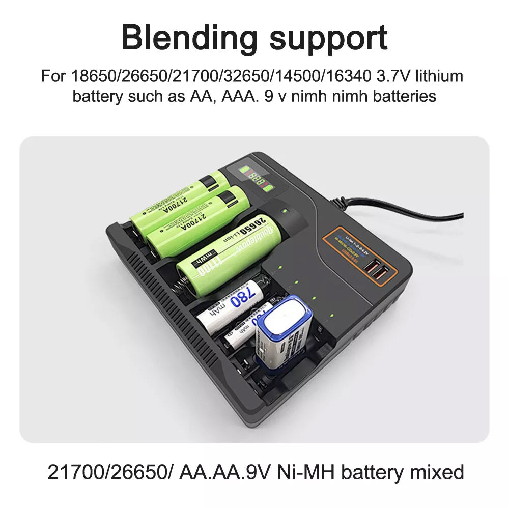 LCD Smart Battery Charger For AAA AA 9V Ni-MH Ni-CD Rechargeable Batteries