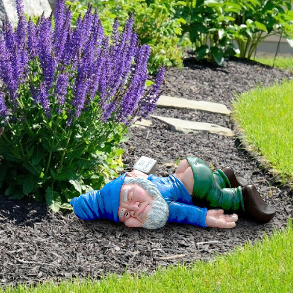 Funny Drunk Dwarf Garden Gnome Decor Yard Patio Ornament Rude Passed Out Statue