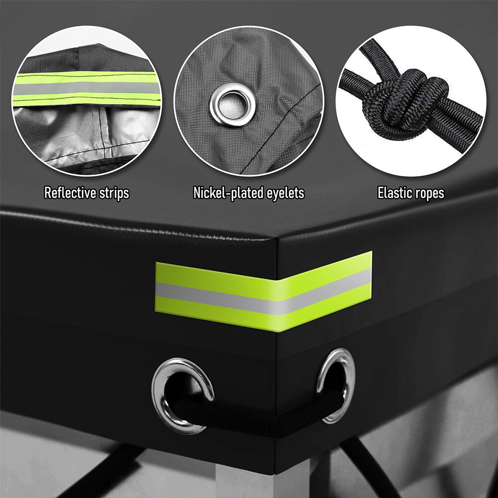 Black Trailer Cover with Bungee Cord 214*122*13cm - Heavy Duty Waterproof Tie Down 420D