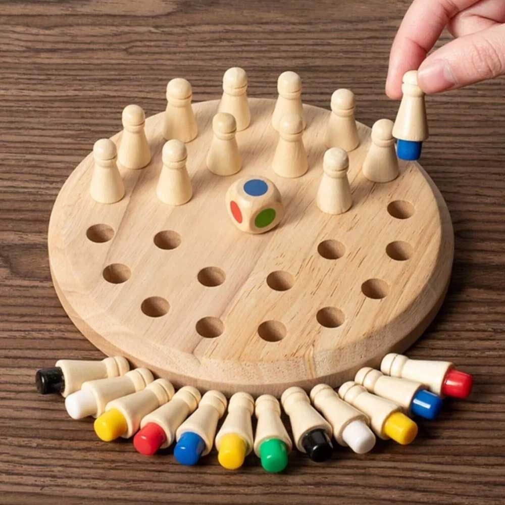 Colour Game Board Puzzle Wooden Memory Match Stick ChessMontessori Edu for Kids