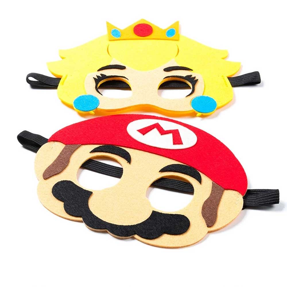 12PC Cartoon Mario Felt Costume Masks Party Supplies Favors Decoration Gift
