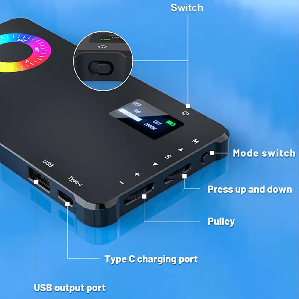 RGB LED Light 2500K-9000K Camera Photography Video Light Handheld Fill Light