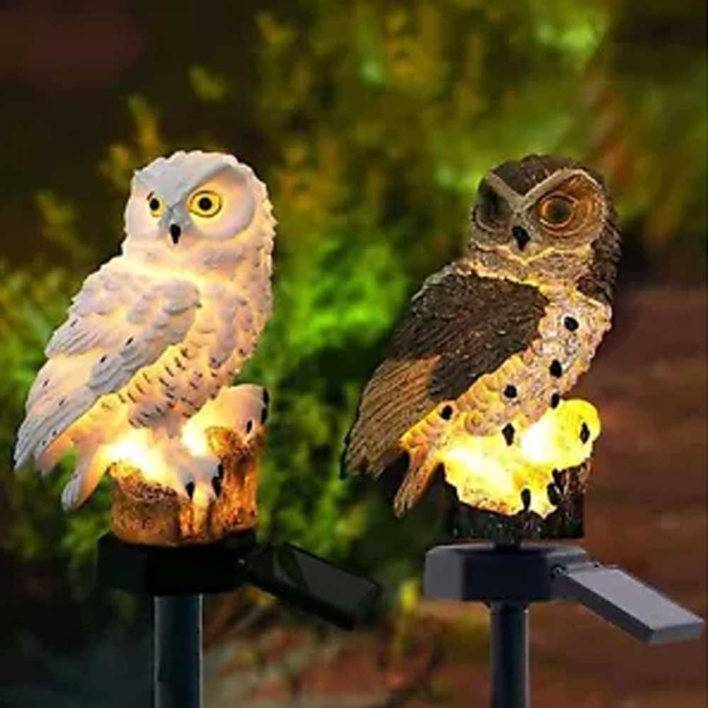 LED Owl Solar Powered Garden Light Novelty Lamp Waterproof Ornament Lawn Outdoor