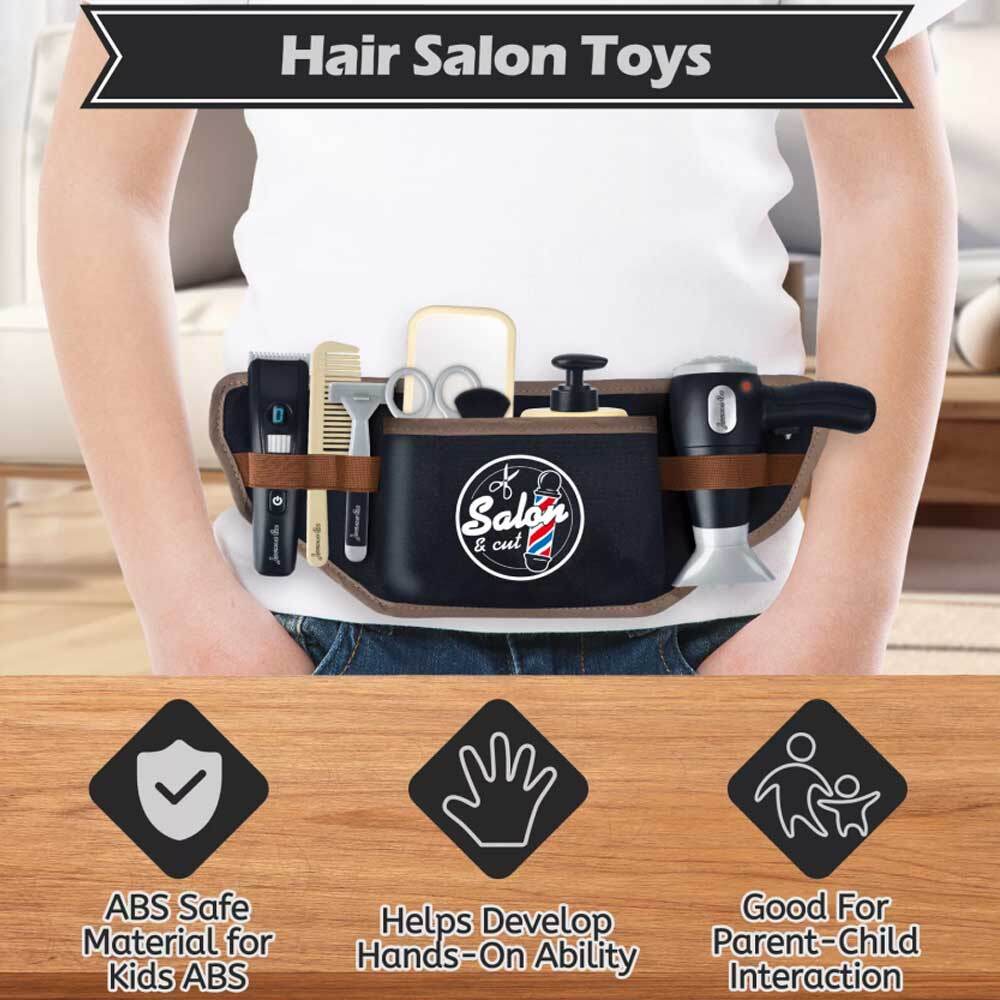 Hairdressing Stylist Playset Hair Salon Role Play Barber Toy Kit for Boy Kids 3+