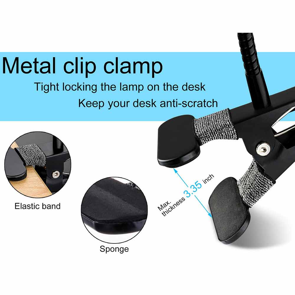 Flexible Clamp Reading Light USB Clip On Desk Lamp LED Bed Table Bedside Night
