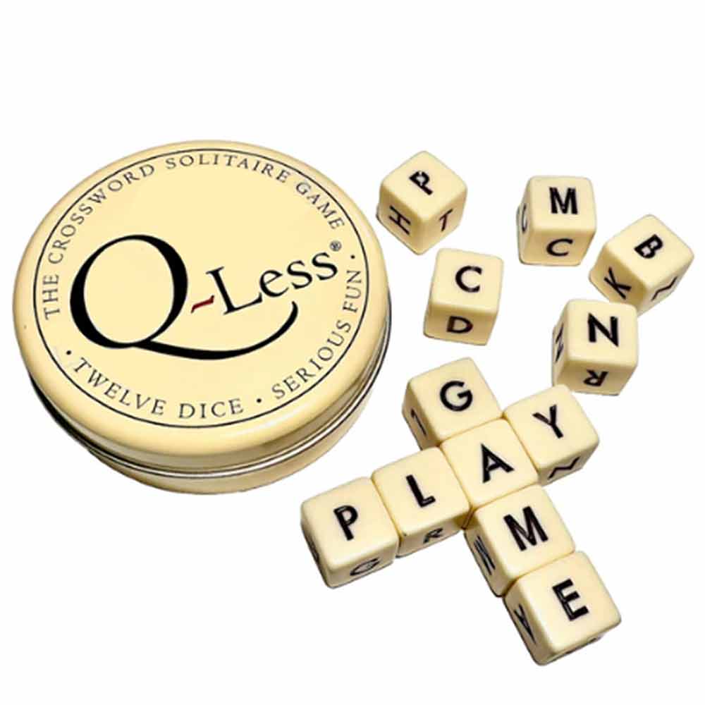 New Q-less Dice Game with Twelve Dice Letters, The Crossword Solitaire Game