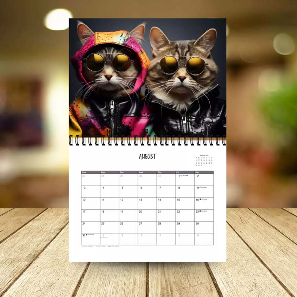 Stylish Cats Wall Calendar 2025, 12 Month Calendar, Hanging Calendar for Cat Love, Home Office Wall Calender