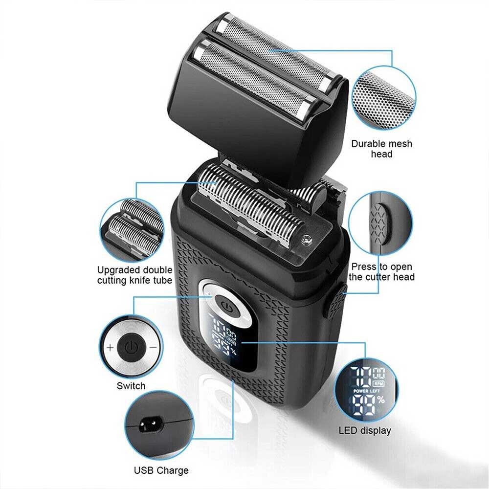 Electric Foil Shaver Reciprocating Cordless Razor Hair Clipper Beard Trimmer USB