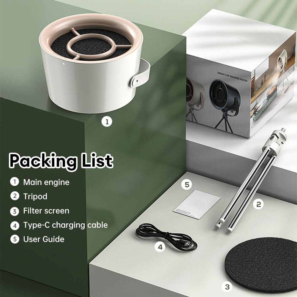 Desktop Cooker Hood Portable Lightweight Kitchen Exhaust Fan Range Hood Camping