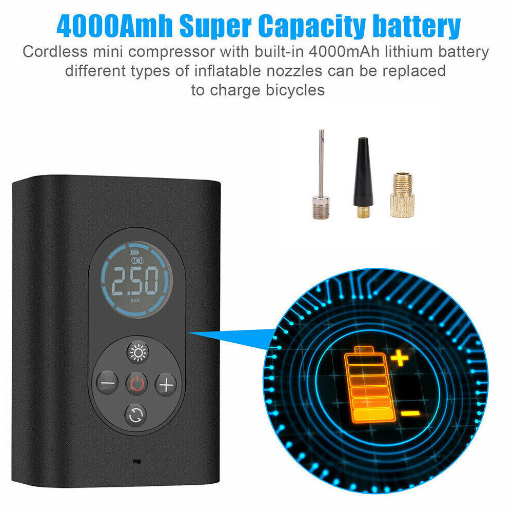 Cordless Air Compressor Tyre Inflator Car Bike Ball Motorcycle Electric Pump