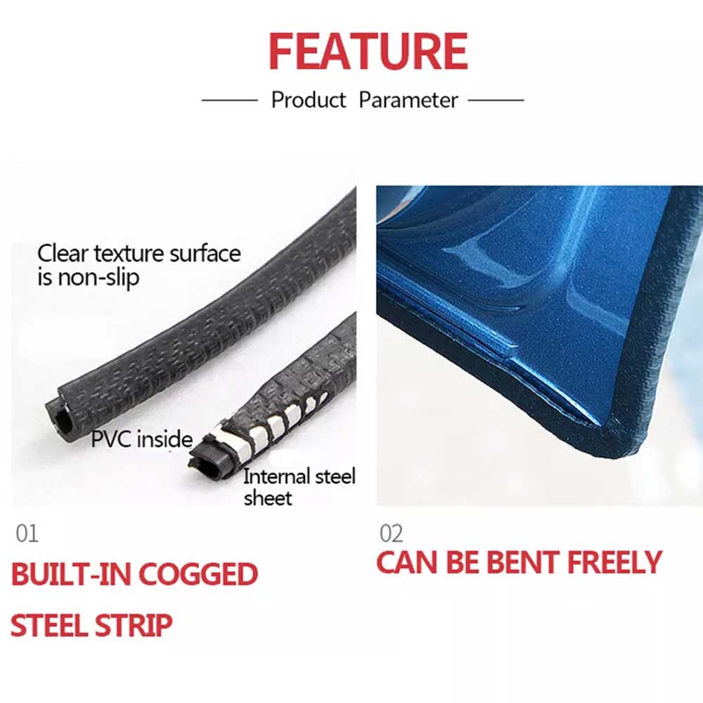 5M Car Door Edge Protector Strip - U-Shape Rubber Trim Guard Seal Black
