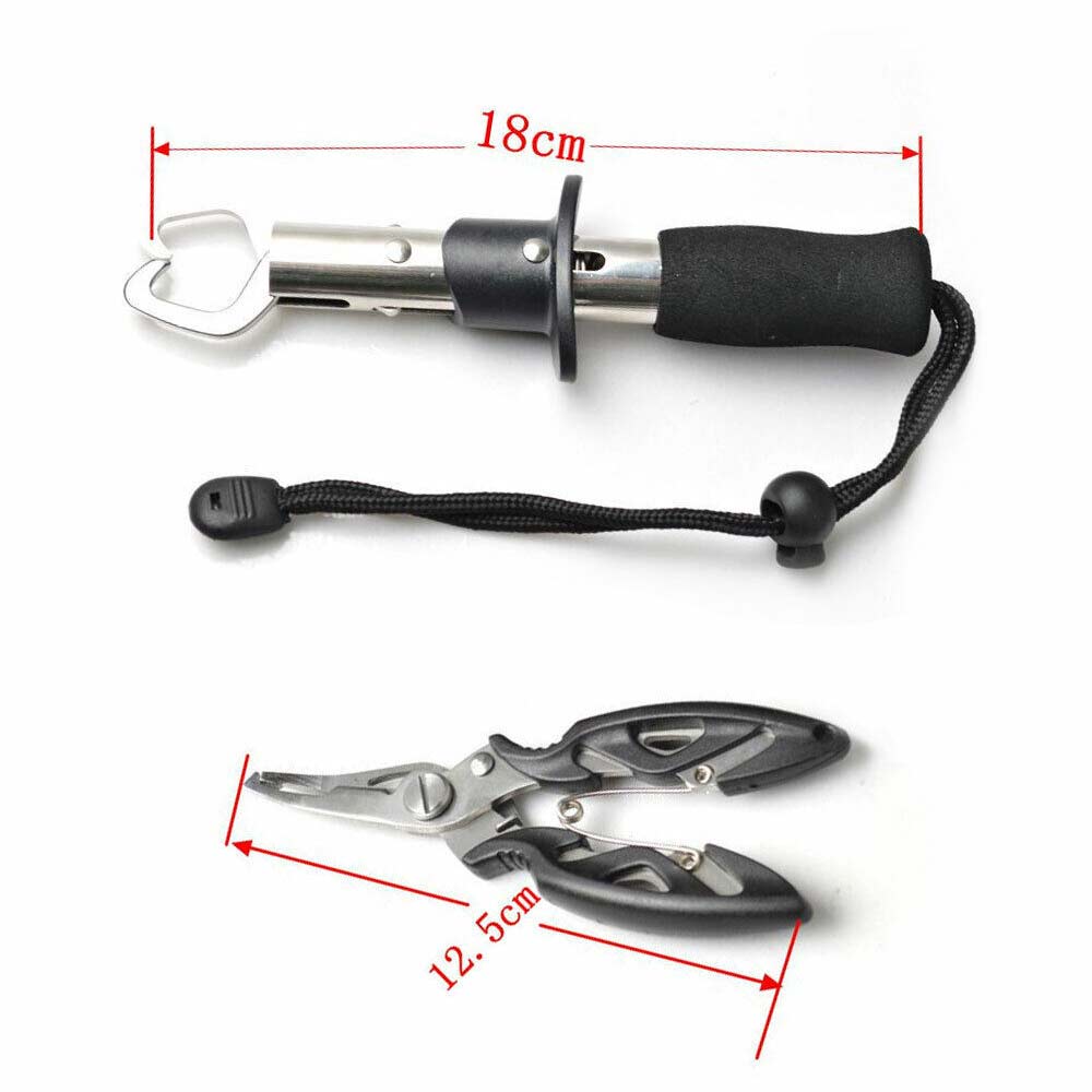 Fish Plier Fishing Remover Tool +Scissors Set Grip Trigger Lip Grabber