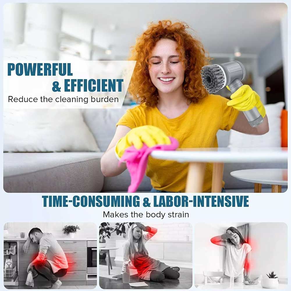 Cordless Electric Spin Scrubber - Powerful Turbo Cleaning Brush, Rechargeable Bath & Floor Scrubber