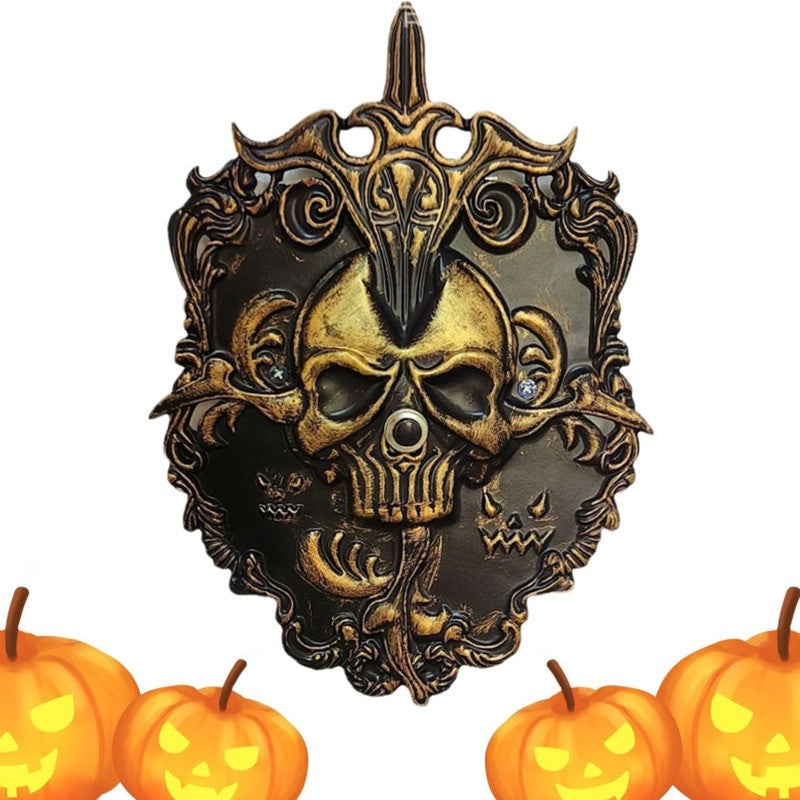 Halloween Doorbell Haunted House Party Prop Spooky Iron Skull Animated Decor