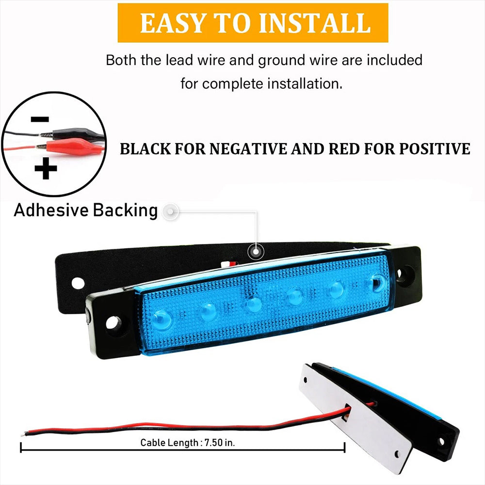 10Pcs Marine Boat 6LED Deck Courtesy Lights Waterproof Blue Stern Transom Light