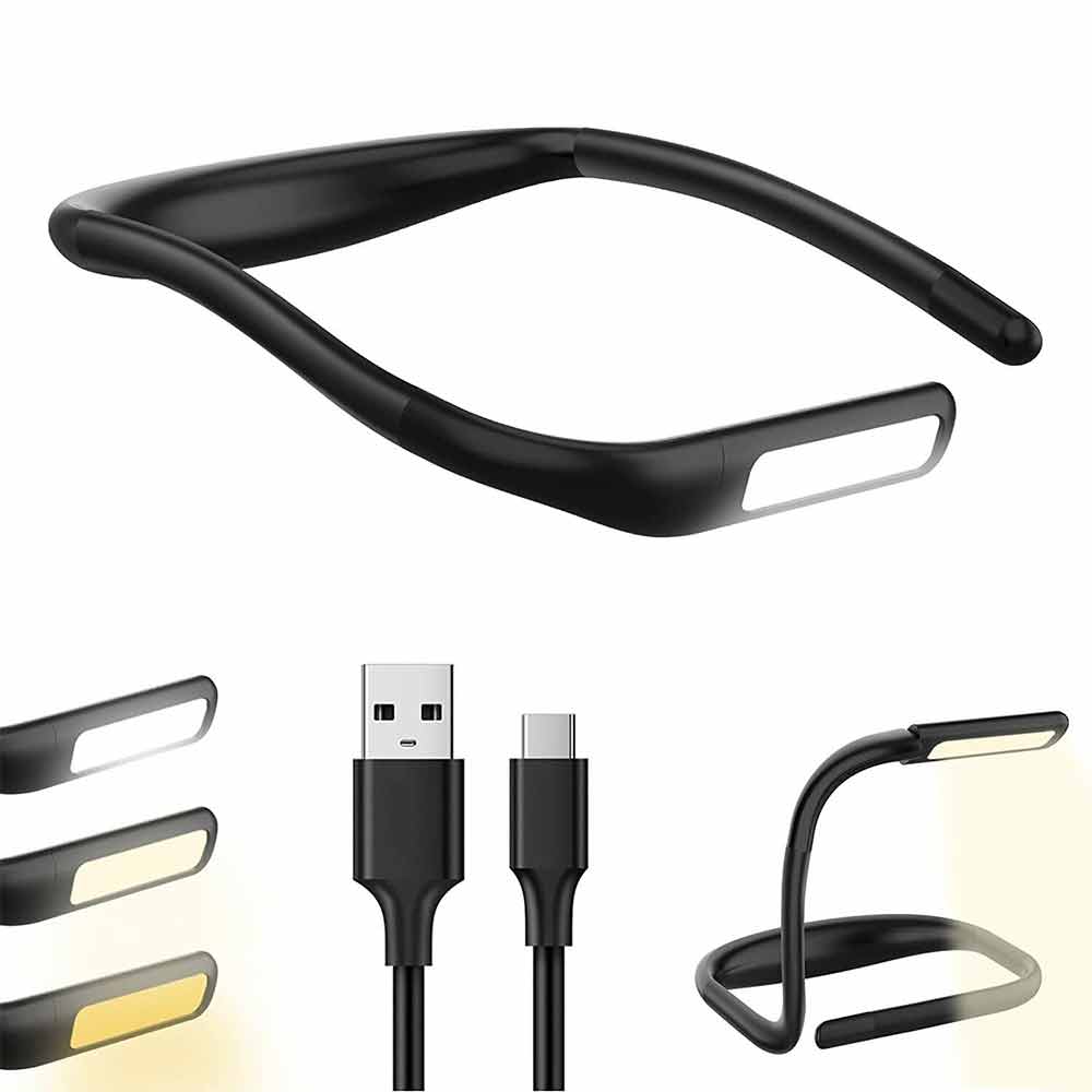 LED Neck Reading Light Flexible USB Rechargeable Book Bed Night Lamp Hands Free