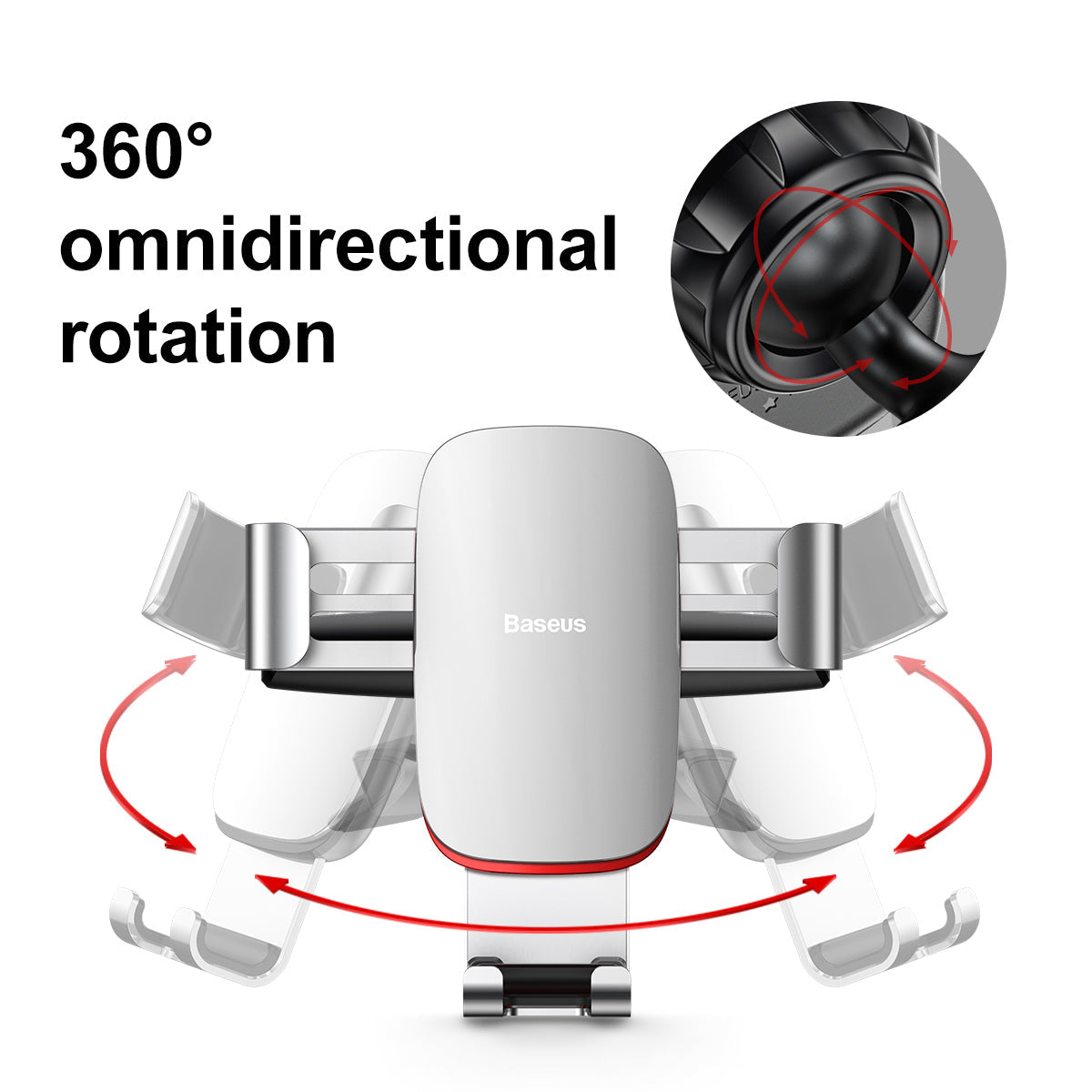 Metal Age Gravity Car Mount Silver Phone Holder Baseus