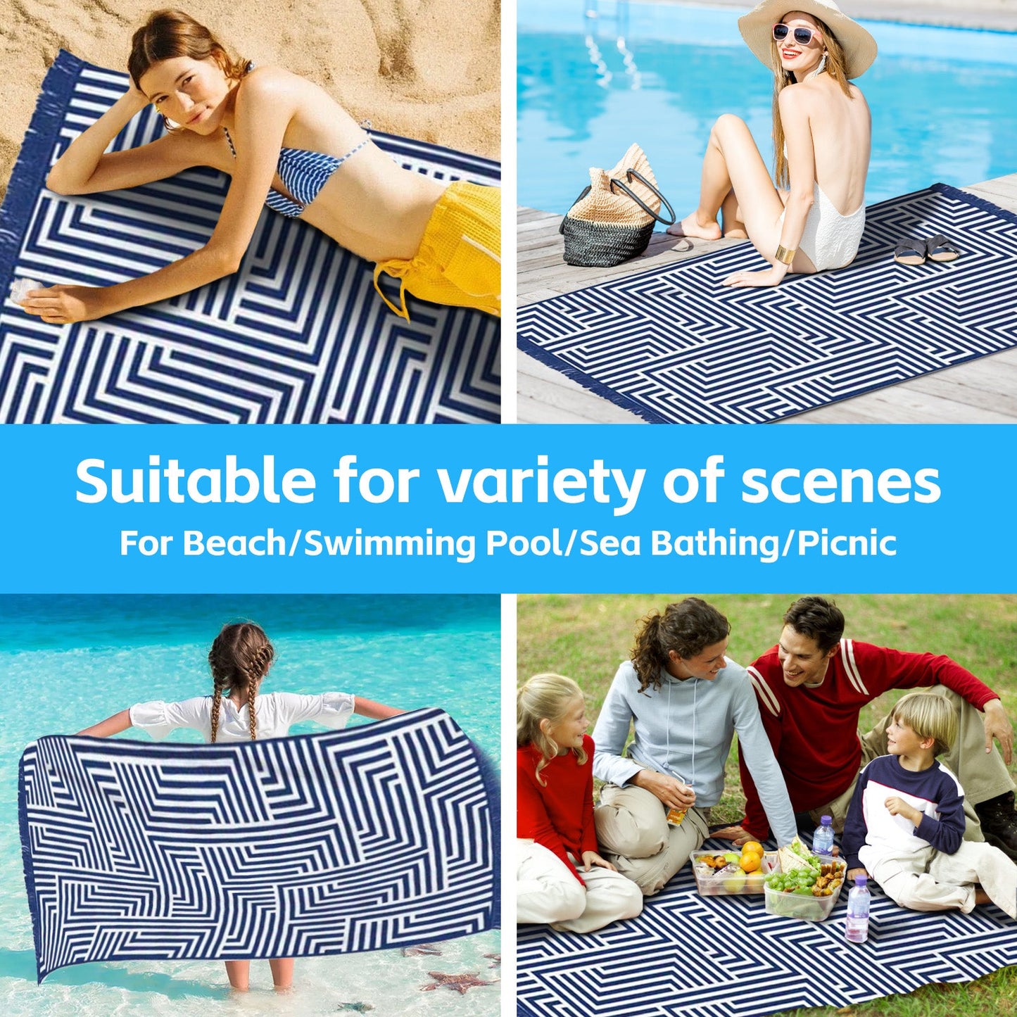Rectangular Quick Dry Beach Towel with Tassel