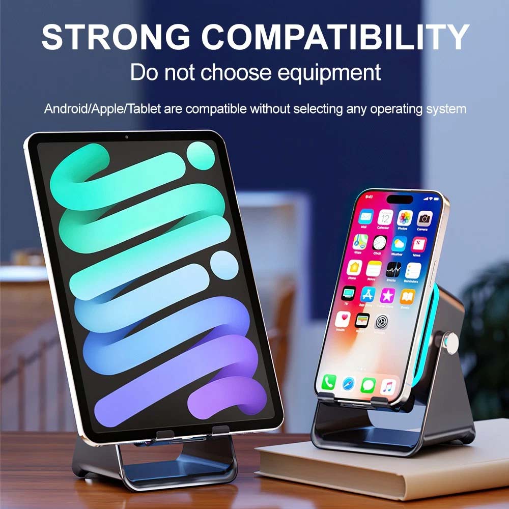 Mini Induction Speaker with Phone Stand - 5-in-1 Wireless Bluetooth Audio & Light