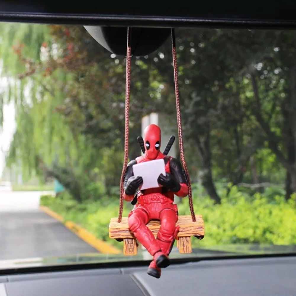 Deadpool Car Interior Decoration Cute Swing Reading Book Rearview Mirror Pendant
