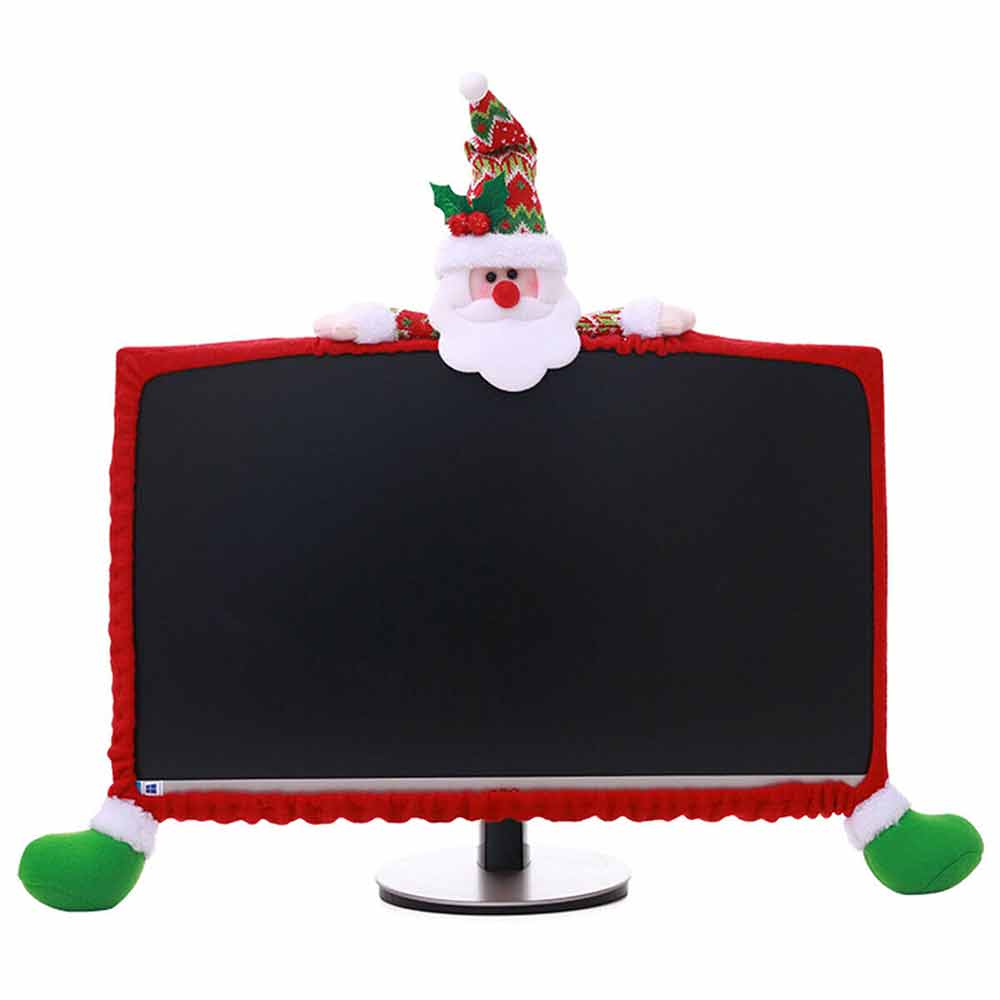 Christmas Computer Monitors Cover Xmas Decorations Cover for Xmas Office Decor