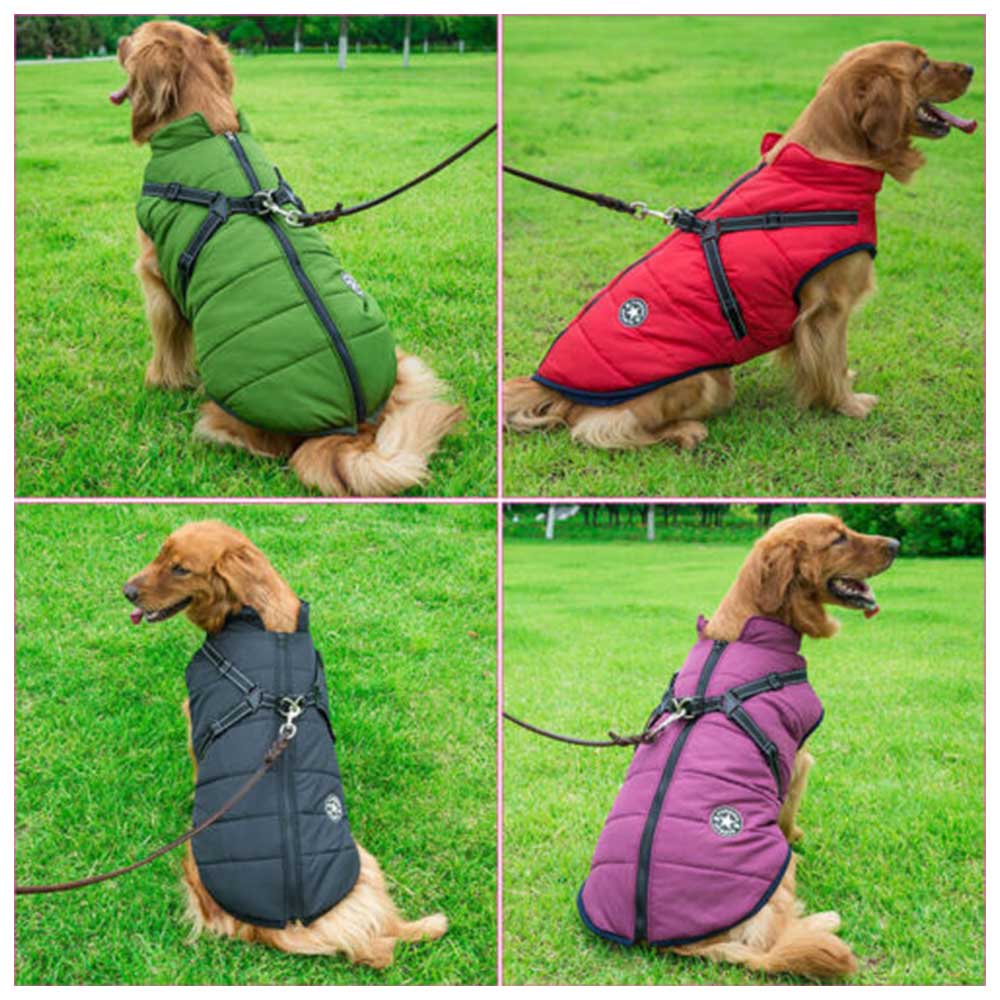 Winter Pet Dog Coat Pet Dog Jacket w/ Harness Waterproof Breathable Small Large