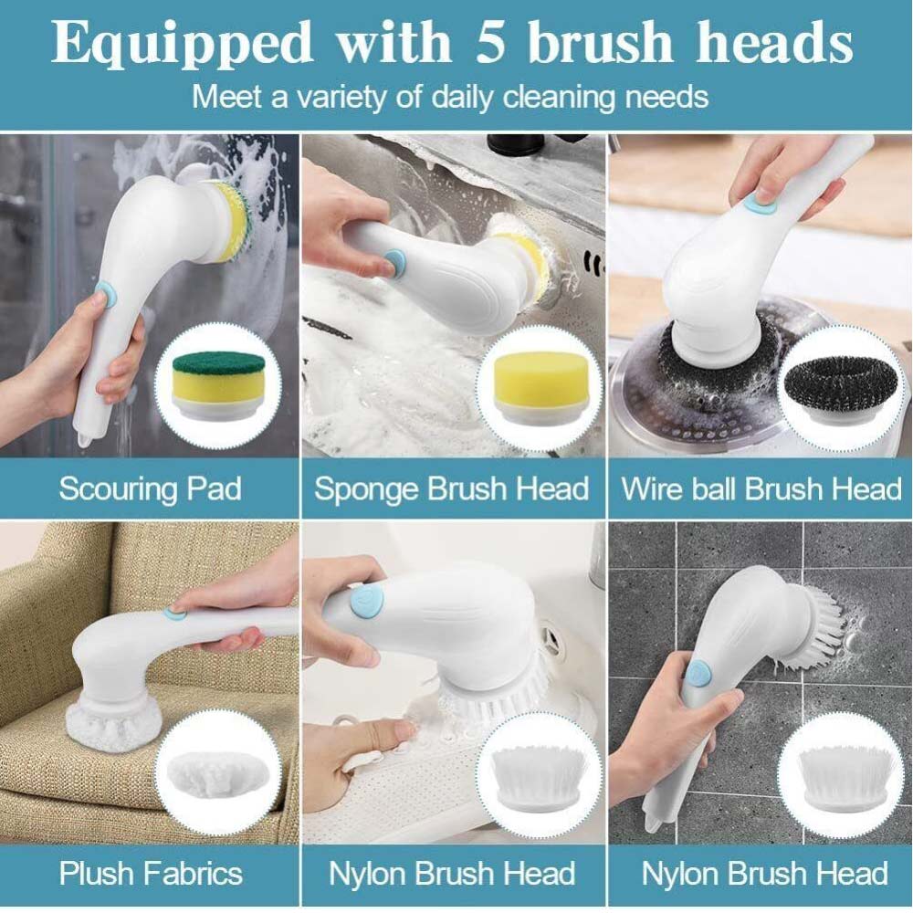 Electric Cordless Cleaning Brush Spin Scrubber Turbo Scrub Cleaner For Bathroom