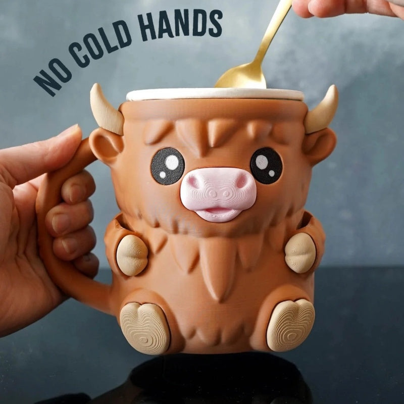 Ferdinand Ice Cream Pint Holder the Highland Cow with Spoon Slots | Eco-Friendly