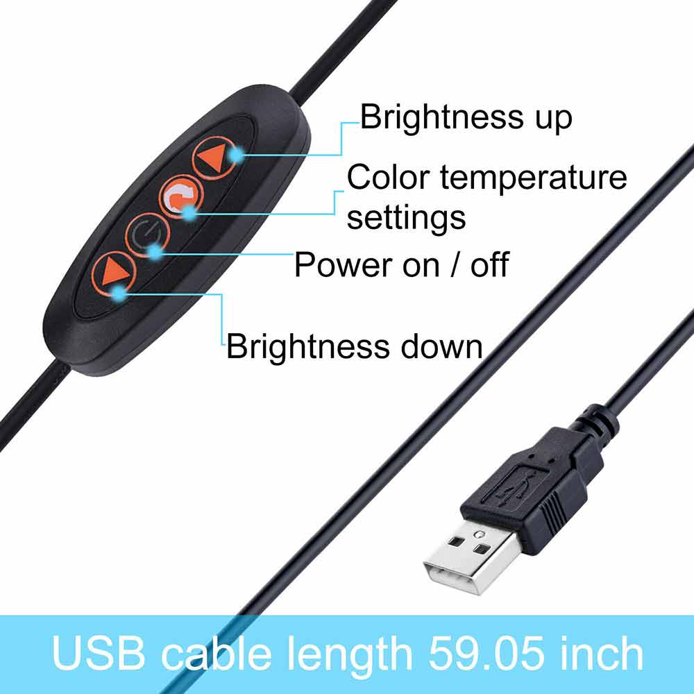 Flexible Clamp Reading Light USB Clip On Desk Lamp LED Bed Table Bedside Night