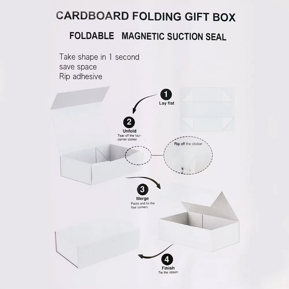 1x Flat Pack Gift Box - Reusable Cardboard Packaging (22x17x8.5cm) for Birthdays, Weddings & Corporate Gifts