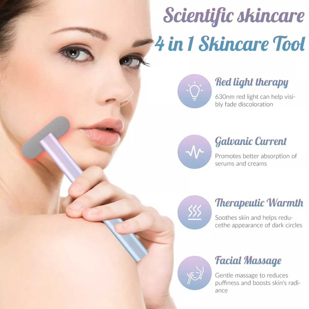 4 in 1 Facial Wand LED Red Light Therapy Face & Neck Skin Care & Beauty Massager