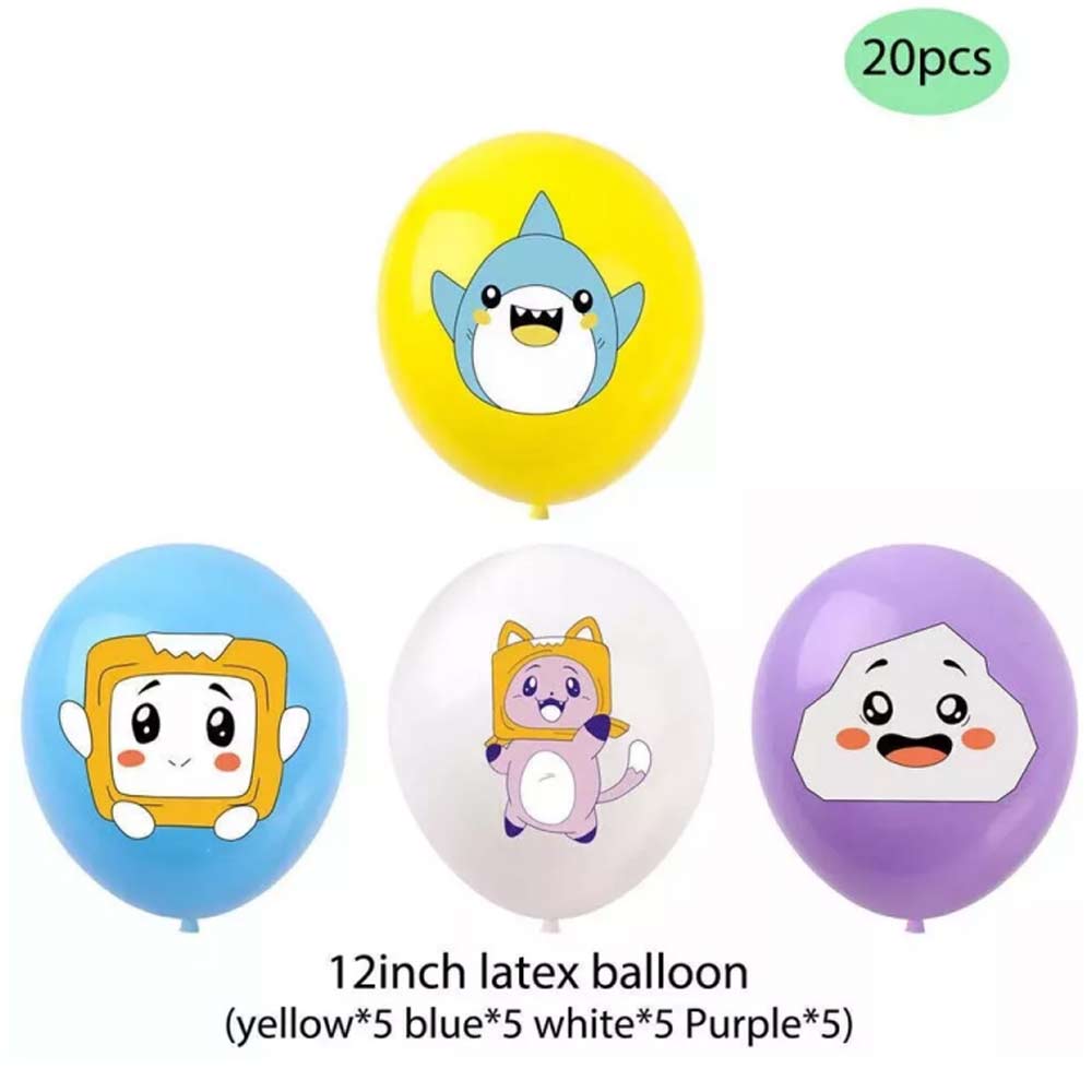 LankyBox Cartoon Kids Birthday Party Decor Balloons Banner Cake Toppers Set