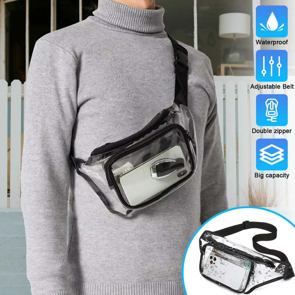 Waterproof Clear Waist Bag – Fanny Pouch for Men & Women, Outdoor Travel Pack, Adjustable