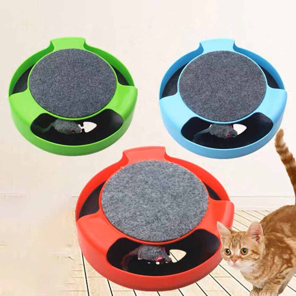 Cats Mouse Moving Catch Toy Interactive Cat Toys Indoor Cat Training Scratching Pad Round